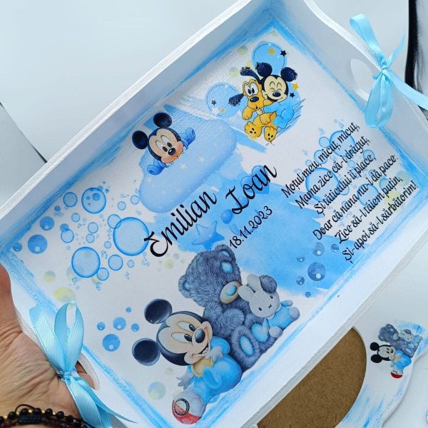 Set Tavita Mot (turta), Mickey si Baloanele de sapun, model personalizat cu 6 piese - FEIS412005