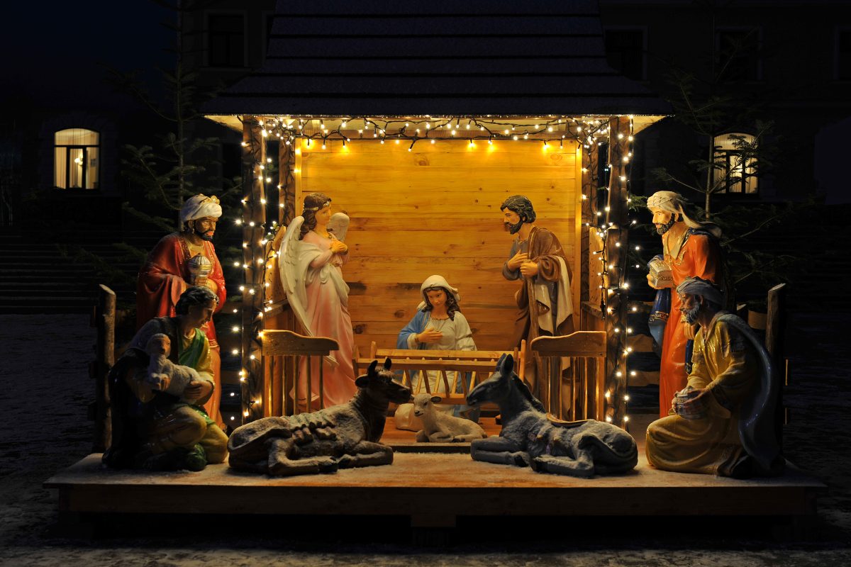 Blackout in Ukraine. Illumination of the Christmas nativity scen