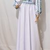 Rochie damă, lungă din stofă subțire Barbie, brodată cu motive tradiționale, bleu-verde - LLDJ502002