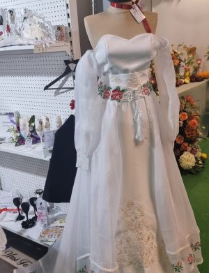 Rochie de mireasă, model deosebit 2în1, cu broderie și trenă detașabilă – LLDJ501021