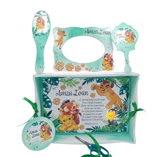 Set Tăviță Moț (turtă) Simba, Timon și Pumbaa model personalizat cu 6 piese FEIS501011 (1)