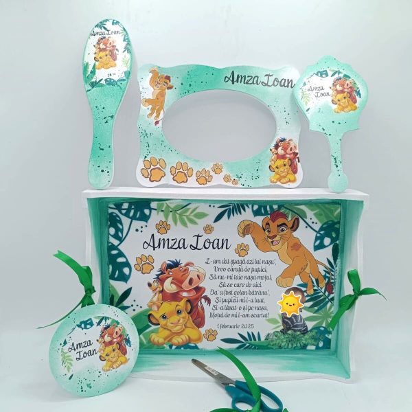 Set Tăviță Moț (turtă) Simba, Timon și Pumbaa model personalizat cu 6 piese FEIS501011 (3)