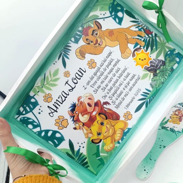 Set Tăviță Moț (turtă) Simba, Timon și Pumbaa model personalizat cu 6 piese FEIS501011 (5)