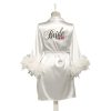 Halat satin premium, alb cu pene, m1 ACD502001 (1)