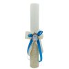 Lumânare botez personalizată din ceară naturală, tematică albastru ivory FEIS502016 (1)