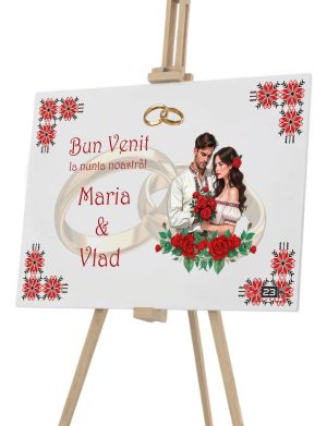 Panou Bine Ați Venit! Tradițional m2, personalizat, dim. 90×60 cm – ILIF502011