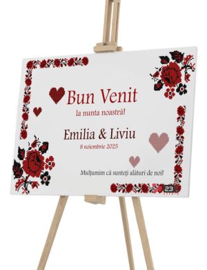 Panou Bine Ați Venit! Tradițional m3, personalizat, dim. 90×60 cm – ILIF502013