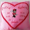 Pernuță brodată cu datele de naștere ale copilului, roz cu Minnie LLDJ502009
