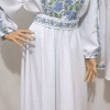Rochie damă și ie bărbătească brodate tradițional, set damă bărbat, bleu verde LLDJ502004