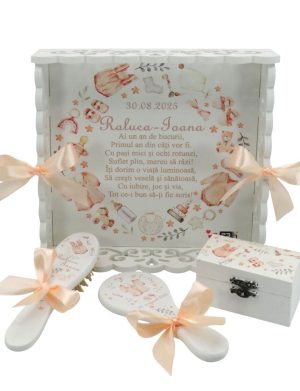 Set Tăviță Moț Fetiță, model personalizat Inocență, 4 piese – ILIF502031