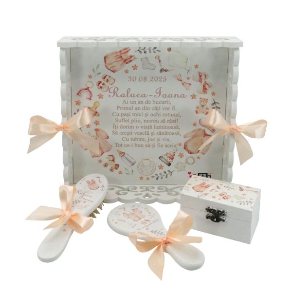 Set Tăviță Moț Fetiță, model personalizat Inocență, 4 piese - ILIF502031