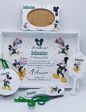 Set Tavita Mot (turta), Mickey Mouse model personalizat cu 6 piese, verde – FEIS502011