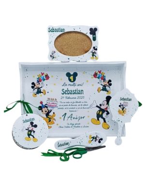 Set Tavita Mot (turta), Mickey Mouse model personalizat cu 6 piese, verde – FEIS502011