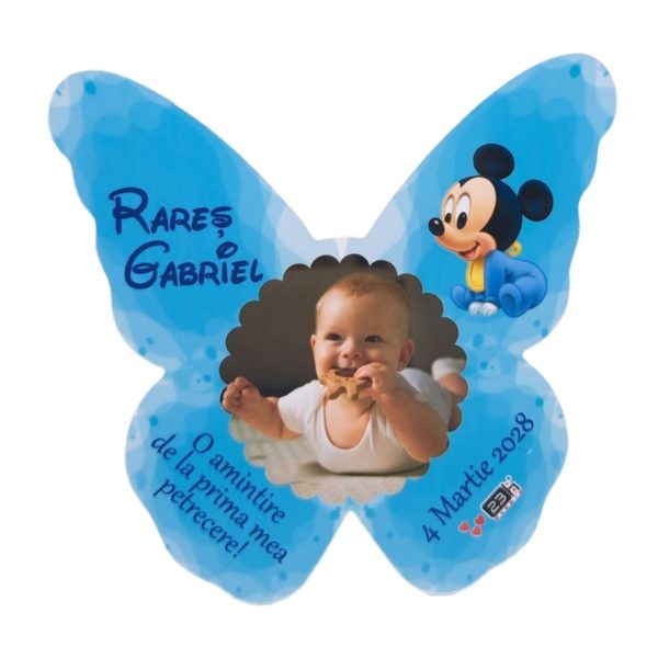 Mărturie botez personalizată, magnet frigider - Fluturaș Mickey bleu - MIBC502007 - imagine 7