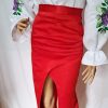 Fustă damă din tafta, croită în România, model elegant roșu - LLDJ503003