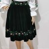 Fustă damă din catifea verde brodată, material calitate superioară LLDJ503002 (1)