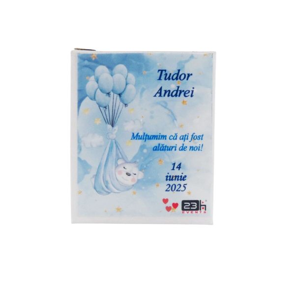 Mărturie botez, iconiță în cutie personalizată, Ursuleț & baloane bleu ILIF503034 (3)