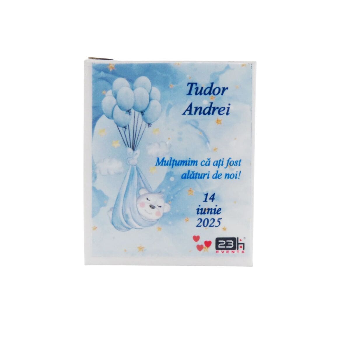 Mărturie botez, iconiță în cutie personalizată, Ursuleț & baloane bleu ILIF503034 (3)