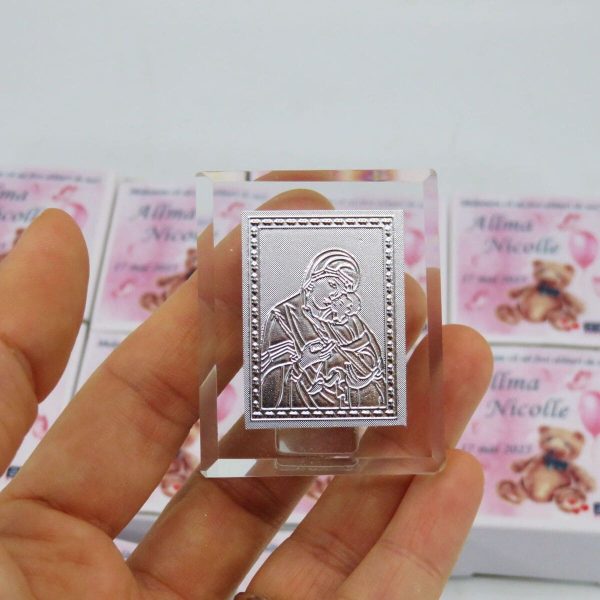 Mărturie botez, iconiță în cutie personalizată, Ursuleț & baloane roz ILIF503035 (6)