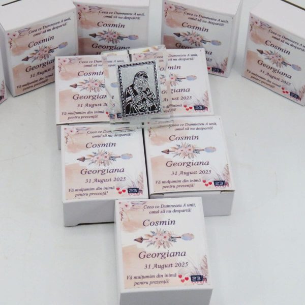 Mărturie nuntă, iconiță în cutie personalizată, Boho ILIF503031 (1)