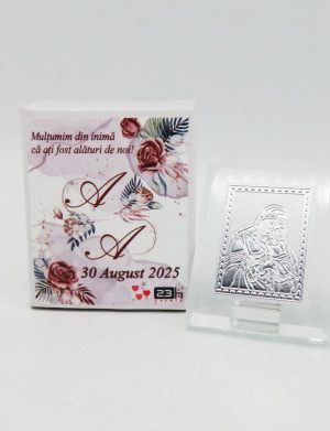 Mărturie nuntă, iconiță în cutie personalizată, Mocha Mousse – ILIF503037
