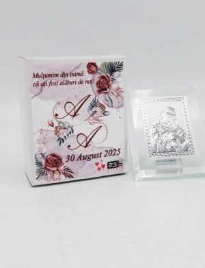 Mărturie nuntă, iconiță în cutie personalizată, Mocha Mousse – ILIF503037