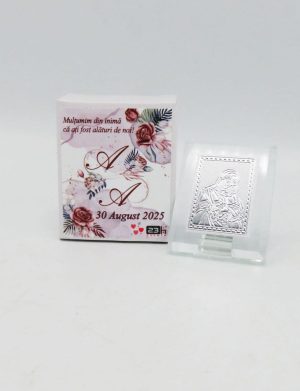 Mărturie nuntă, iconiță în cutie personalizată, Mocha Mousse – ILIF503037
