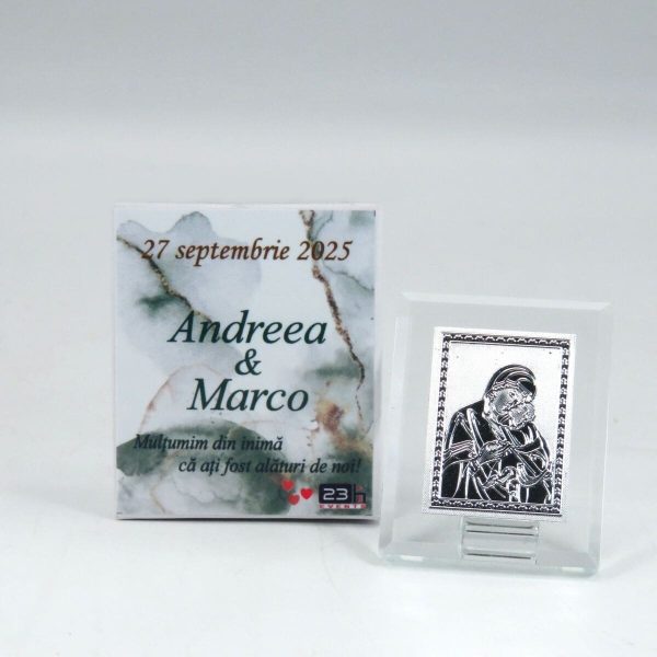 Mărturie nuntă, iconiță în cutie personalizată, verde - ILIF503028 - imagine 3