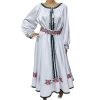 Rochie lungă de damă din tafta, brodată cu trandafiri roșii LLDJ504001 (1)