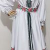 Rochie lungă de damă din tafta, brodată cu trandafiri roșii LLDJ504001 (2)
