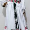 Rochie lungă de damă din tafta, brodată cu trandafiri roșii LLDJ504001 (3)
