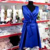 Rochie scurtă domnișoară de onoare, tafta de culoare albastră AGB503003 (3)