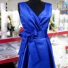 Rochie scurtă domnișoară de onoare, tafta de culoare albastră AGB503003 (4)