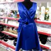 Rochie scurtă domnișoară de onoare, tafta de culoare albastră AGB503003 (7)
