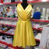 Rochie scurtă domnișoară de onoare, tafta de culoare galbenă AGB503002 (6)