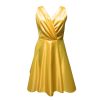 Rochie scurtă domnișoară de onoare, tafta de culoare galbenă AGB503002 (7)