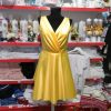 Rochie scurtă domnișoară de onoare, tafta de culoare galbenă AGB503002 (8)