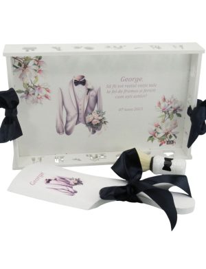 Taviță pentru gătitul Mirelui, Magnolie albă, model Personalizat, set 3 piese – ILIF503008