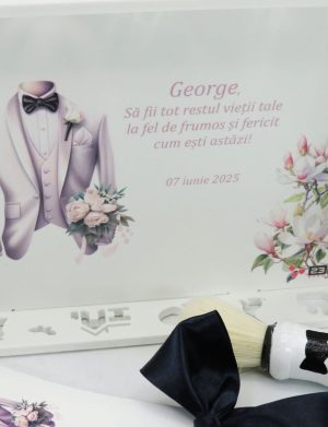 Taviță pentru gătitul Mirelui, Magnolie albă, model Personalizat, set 3 piese – ILIF503008