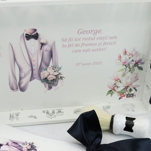 Taviță pentru gătitul Mirelui, Magnolie albă, model Personalizat, set 3 piese - ALIF503008 - imagine 4