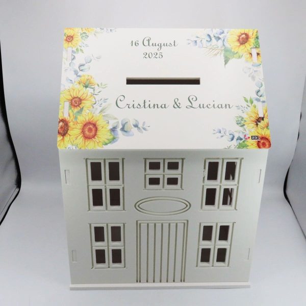 Cutie Dar Nuntă, model personalizat căsuță Floarea-soarelui, 30x28x40 cm - ILIF504048 - imagine 6