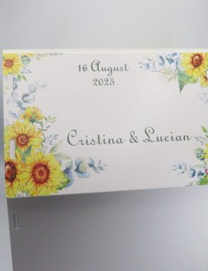 Cutie Dar Nuntă, model personalizat căsuță Floarea-soarelui, 30x28x40 cm – ILIF504048