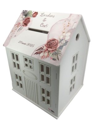 Cutie Dar Nuntă, model personalizat căsuță Mocha Mousse, 30x28x40 cm – ILIF504039