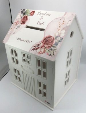 Cutie Dar Nuntă, model personalizat căsuță Mocha Mousse, 30x28x40 cm – ILIF504039