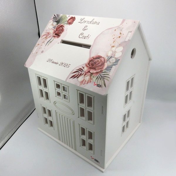 Cutie Dar Nuntă, model personalizat căsuță Mocha Mousse, 30x28x40 cm ILIF504039 (5)
