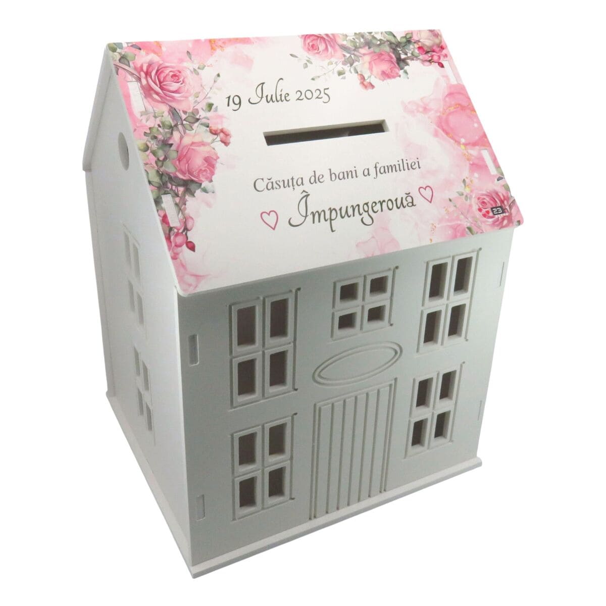 Cutie Dar Nunta model personalizat casuta Trandafiri Roz 30x28x40 cm ILIF504045 8