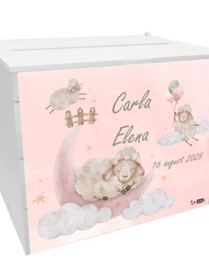 Cutie dar botez fetiță, model personalizat Oiță , 27x20x21cm - ILIF505001