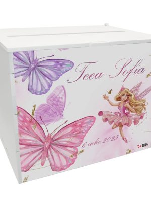 Cutie dar botez fetiță, model personalizat Zână Fermecată, 27x20x21cm ILIF505005