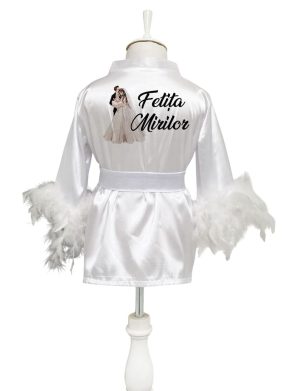 Halat fetiță din satin cu pene, Fetița Mirilor ACD504004 (1)
