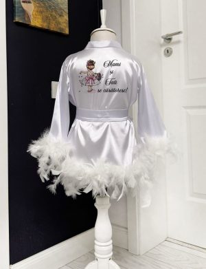 Halat fetiță din satin cu pene, Mami și Tati se căsătoresc – ACD504005